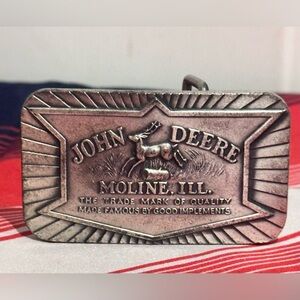 Vintage 1984 Official John Deere Engraved Belt Buckle Solid Pewter